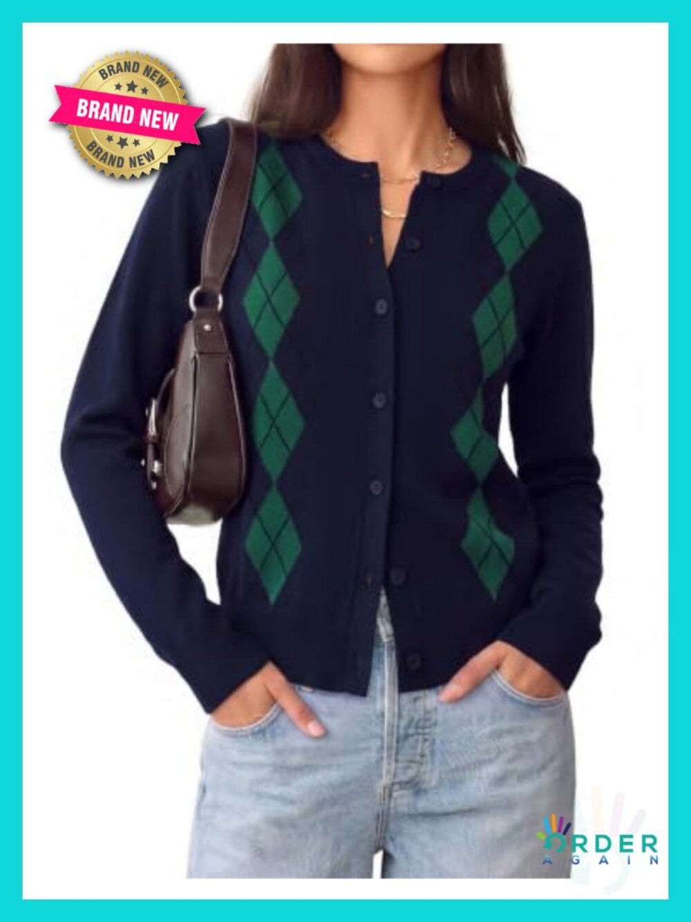 Cardigan for Women Argyle Fall Sweaters Cozy Teacher Outfits Button Up